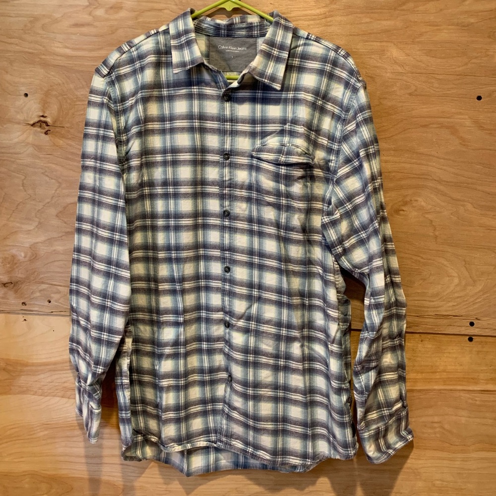 Calvin Klein Flannel Pattern Button Down - image 1